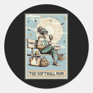 The Softll Mom Tarot Card Skeleton Coffee Mothers Classic Round Sticker