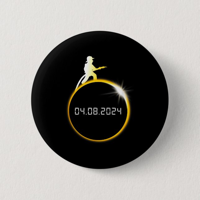 The Solar Eclipse Firefighter Moon Fireman 6 Cm Round Badge (Front)