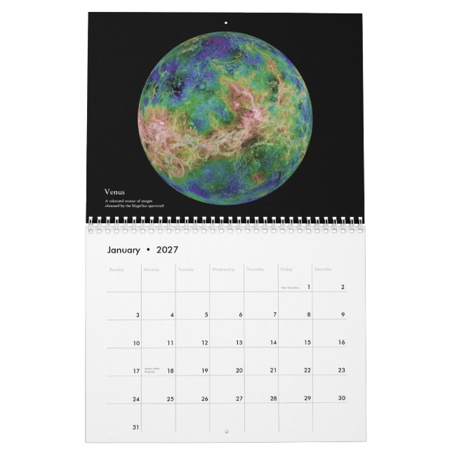 "The Solar System" 2012 wall calendar (Jan 2027)