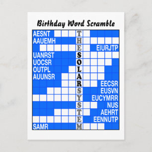 The Solar System Word Scramble Postcard