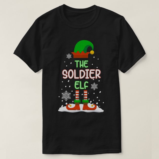 The Soldier Elf Funny Family Matching Christmas ar T-Shirt (Design Front)