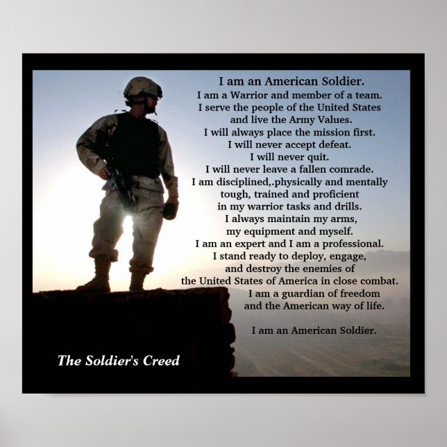 The Soldiers Creed Military Warrior Ethos Poster (Front)
