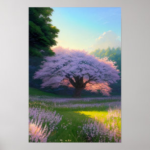 The Solitary Beauty of Cherry Blossom Poster