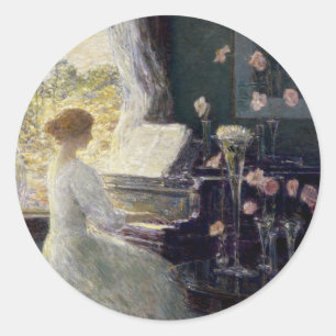 The Sonata by Frederick Childe Hassam Classic Round Sticker