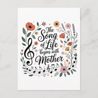 The Song Of Life Begins With Mother Invitation Postcard