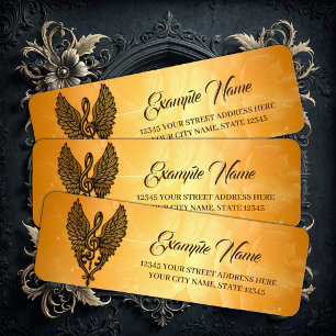 The soul of the melody, a golden clef with wings. return address label