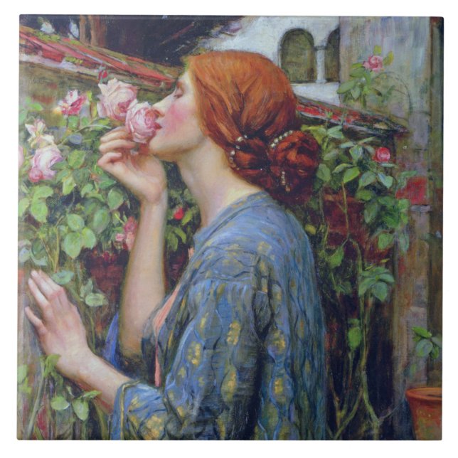 The Soul of the Rose, John William Waterhouse Ceramic Tile (Front)