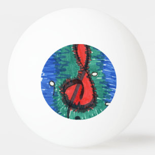 "The Sound of Red" Abstract Ping Pong Ball