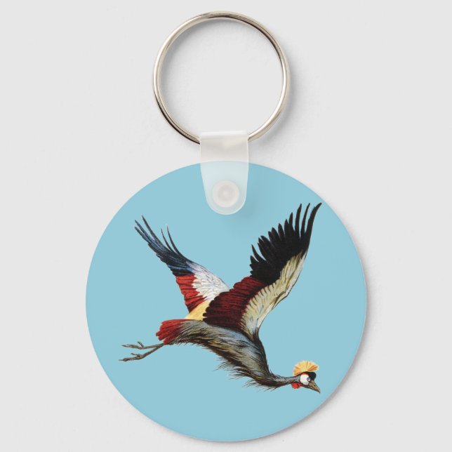 The South African crowned crane in mid-flight Key Ring (Front)