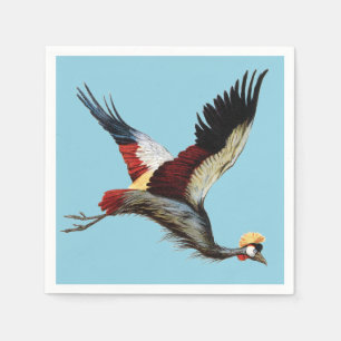 The South African crowned crane in mid-flight Napkin