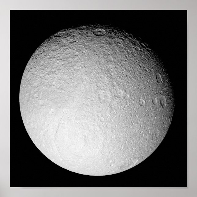 The South Pole of Saturn's moon Tethys Poster (Front)