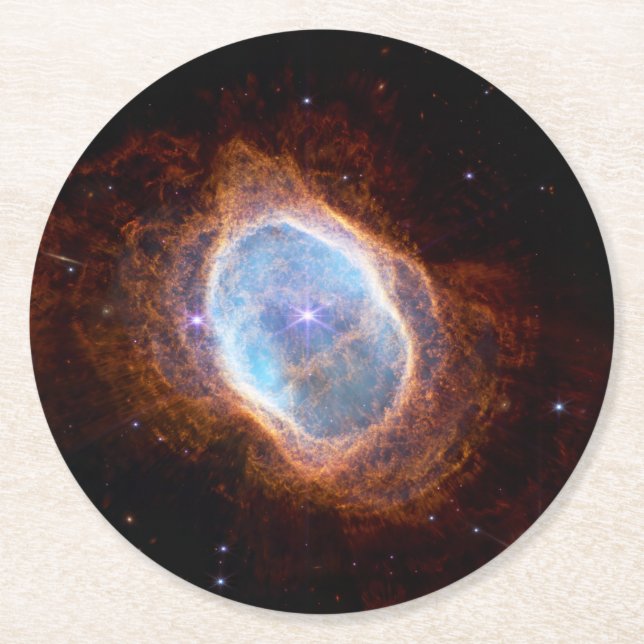 The Southern Ring Nebula Round Paper Coaster (Front)