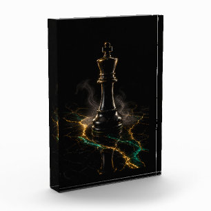 The Sovereign Dark Luxury Chess King Acrylic Photo Block