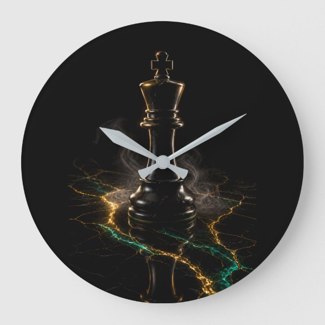 The Sovereign | Luxury Dark Chess King Acrylic Large Clock (Front)
