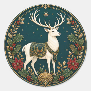 The Sovereign Stag of Winter Classic Round Sticker