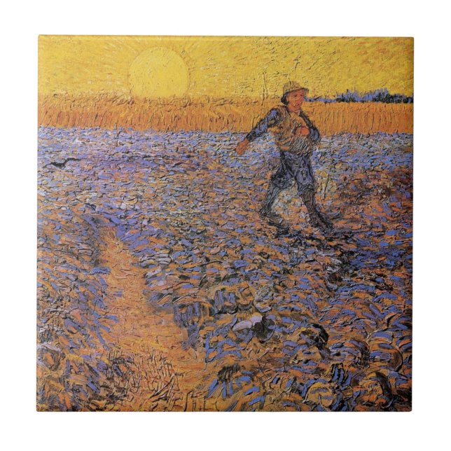 The Sower by Vincent van Gogh Ceramic Tile (Front)