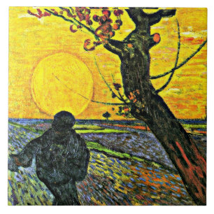 The Sower, fine art painting by Vincent van Gogh Ceramic Tile
