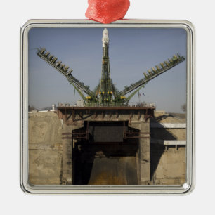 The Soyuz rocket is erected into position 3 Metal Ornament