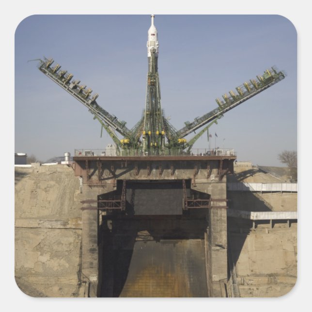 The Soyuz rocket is erected into position 3 Square Sticker (Front)