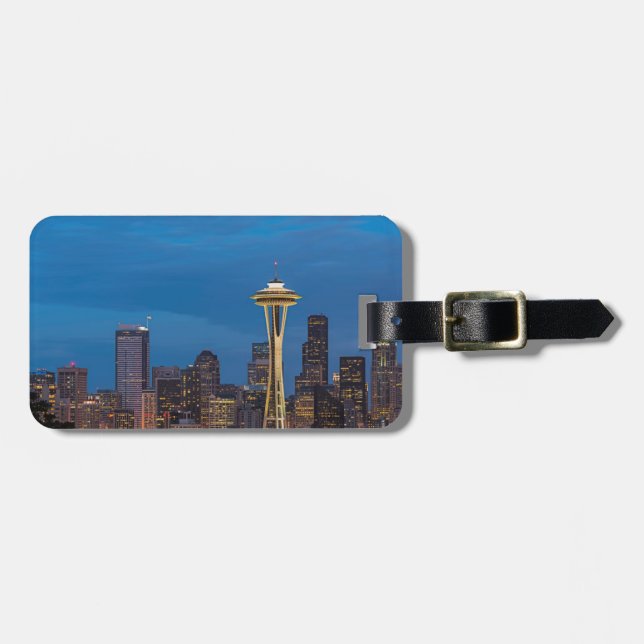 The Space Needle and downtown Seattle Luggage Tag (Front Horizontal)