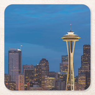 The Space Needle and downtown Seattle Square Paper Coaster