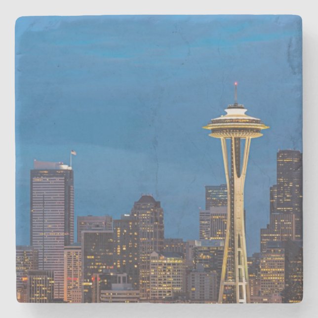 The Space Needle and downtown Seattle Stone Coaster (Front)