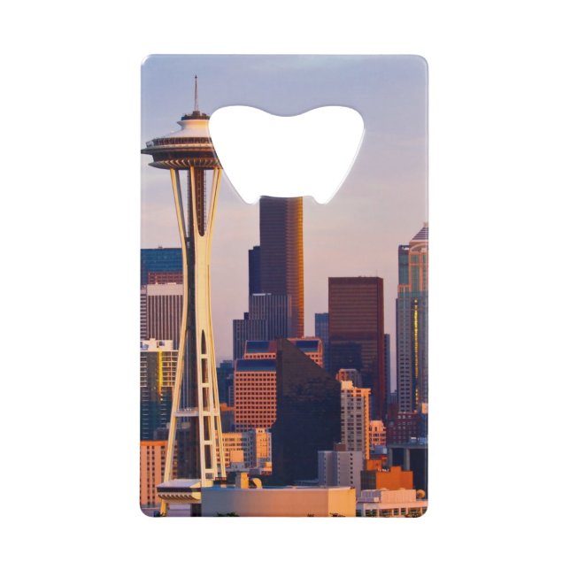 The Space Needle is a tower at dusk in Seattle (Front)