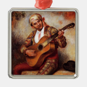 The Spanish Guitarist (by Pierre-August Renoir) Metal Ornament