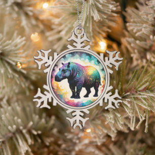 The Spectral Hippo: A Holographic Journey Snowflake Pewter Christmas Ornament