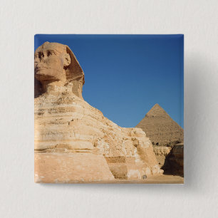 The Sphinx and The Pyramid of Khafre, Giza 15 Cm Square Badge