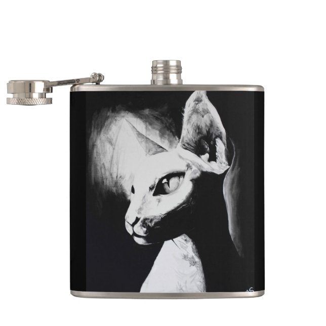 The Sphynx Cat Feline Animal Original Art Flask (Opened)