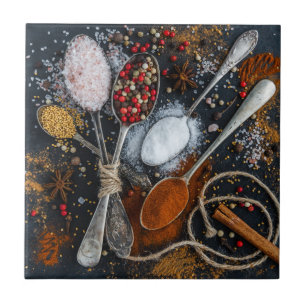 The Spices on Spoons Ceramic Tile