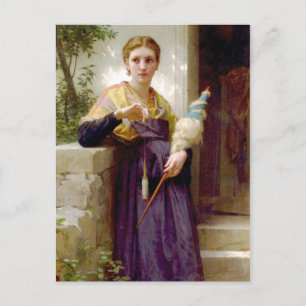 The Spinner, William-Adolphe Bouguereau Postcard