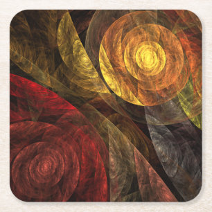 The Spiral of Life Abstract Art Square Paper Coaster