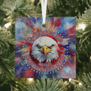 The Spirit Of 1776, 2026 America’s Red Eagle Firew Glass Tree Decoration