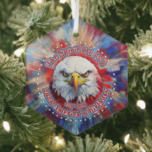 The Spirit Of 1776, 2026 America’s Red Eagle Firew Glass Tree Decoration