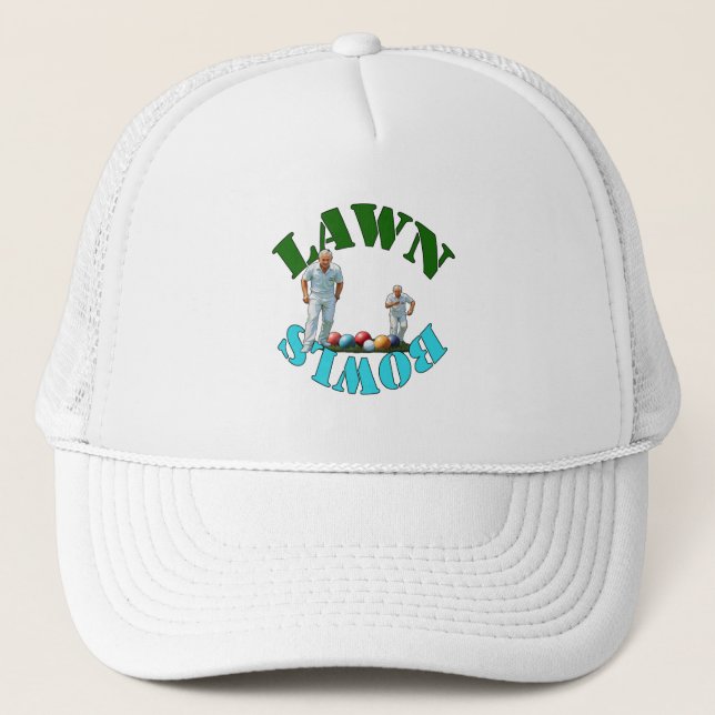 The Spirit of Lawn Bowls: Bowlers and Bowls Trucker Hat (Front)