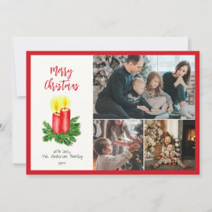 The Spirt of Christmas Advent Candles 3 Photo Red Holiday Card