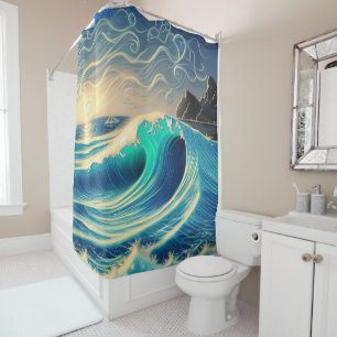 The Splendour of a Blue Wave Shower Curtain