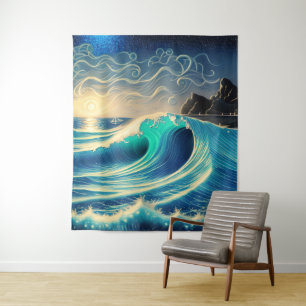 The Splendour of a Blue Wave Tapestry