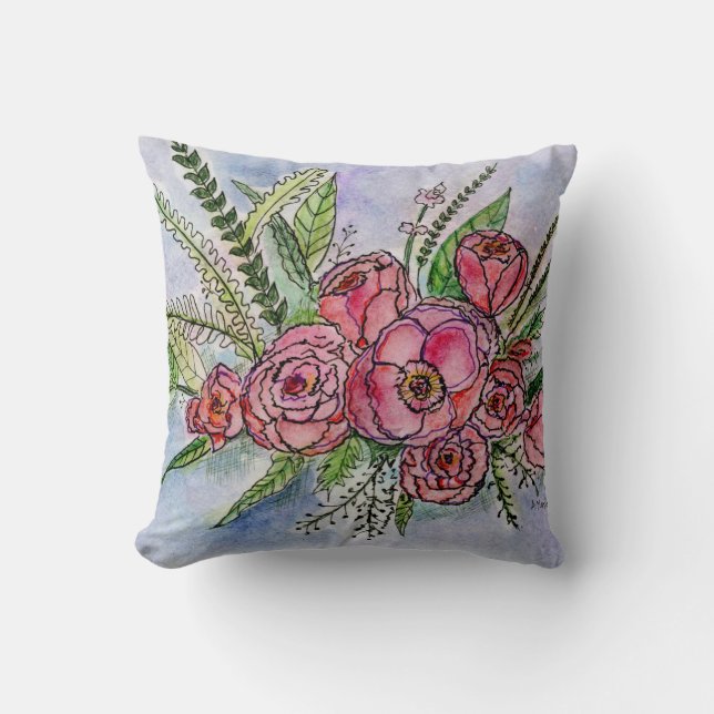 The Splendour of Roses design on a Throw Pillow (Front)