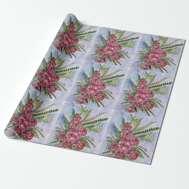 The Splendour of Roses design on wrapping paper (Unrolled)