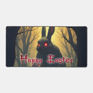 The Spooky Easter Bunny in the Shadowy Forest Desk Mat