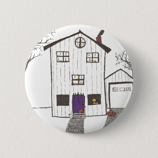The Spooky House 6 Cm Round Badge (Front)