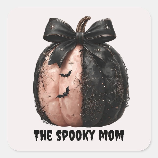 The Spooky Mum Halloween Pumpkin Square Sticker (Front)