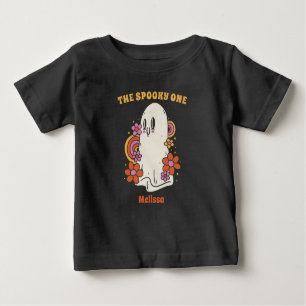 The Spooky One Halloween 1st Birthday Floral Ghost Baby T-Shirt
