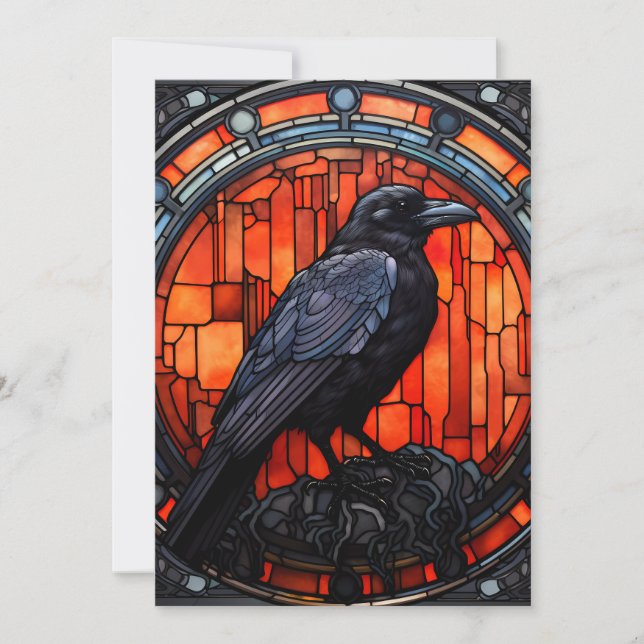 The Spooky Raven Stained Glass Invitation (Front)