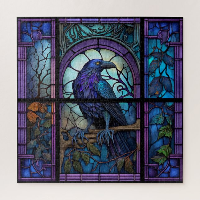 The Spooky Raven Stained Glass Jigsaw Puzzle (Vertical)