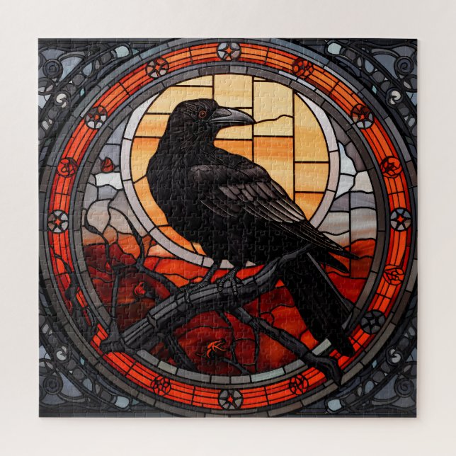 The Spooky Raven Stained Glass Jigsaw Puzzle (Vertical)