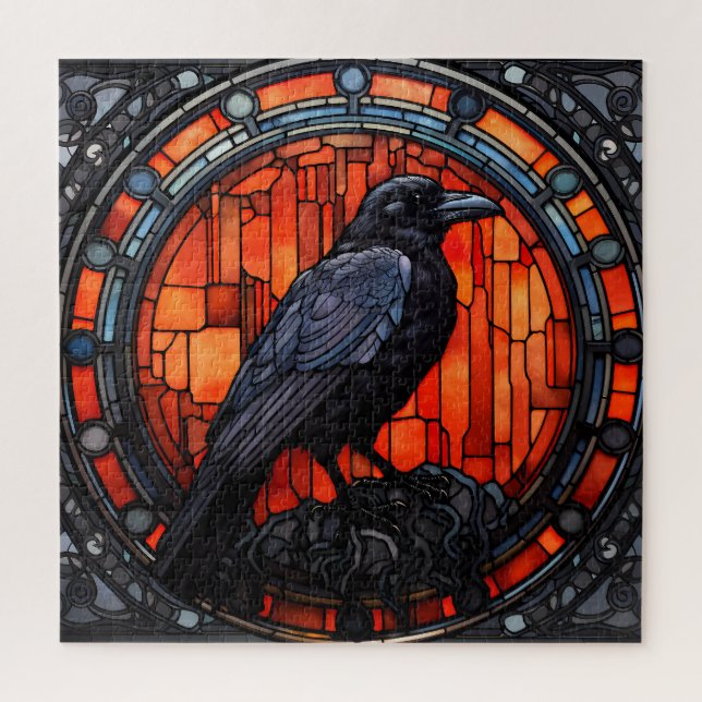The Spooky Raven Stained Glass Jigsaw Puzzle (Vertical)